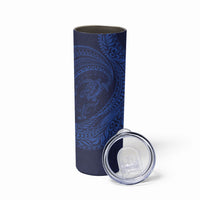 Hawaiian Turtle and Shark Skinny Tumbler Kakau Tribal with Polynesian Pattern Blue Color LT03 - Polynesian Pride