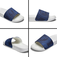 Hawaiian Turtle and Shark Slide Sandals Kakau Tribal with Polynesian Pattern Blue Color LT03 - Polynesian Pride