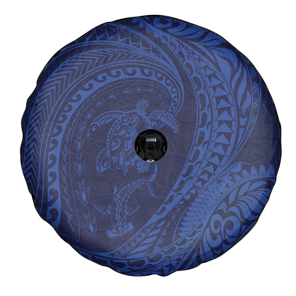 Hawaiian Turtle and Shark Spare Tire Cover Kakau Tribal with Polynesian Pattern Blue Color LT03 - Polynesian Pride