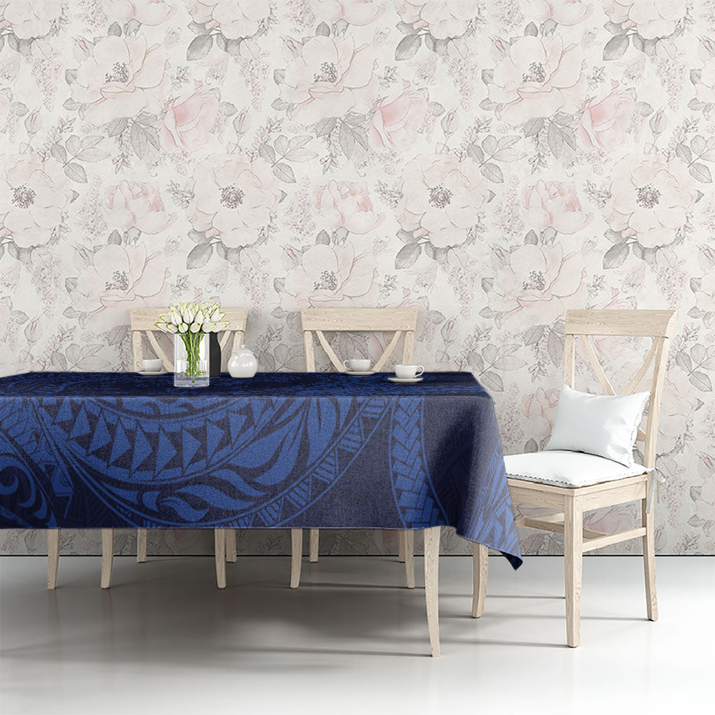 Hawaiian Turtle and Shark Tablecloth Kakau Tribal with Polynesian Pattern Blue Color LT03 - Polynesian Pride