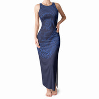 Hawaiian Turtle and Shark Tank Maxi Dress Kakau Tribal with Polynesian Pattern Blue Color LT03 Women Blue - Polynesian Pride