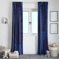 Hawaiian Turtle and Shark Window Curtain Kakau Tribal with Polynesian Pattern Blue Color LT03 - Polynesian Pride