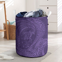 Hawaiian Turtle and Shark Laundry Basket Kakau Tribal with Polynesian Pattern Purple Color LT03 Purple - Polynesian Pride