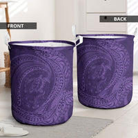 Hawaiian Turtle and Shark Laundry Basket Kakau Tribal with Polynesian Pattern Purple Color LT03 - Polynesian Pride