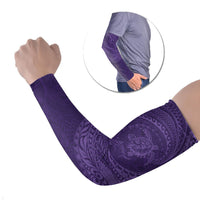 Hawaiian Turtle and Shark Arm Sleeves Kakau Tribal with Polynesian Pattern Purple Color LT03 Set of 2 Purple - Polynesian Pride