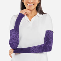 Hawaiian Turtle and Shark Arm Sleeves Kakau Tribal with Polynesian Pattern Purple Color LT03 - Polynesian Pride