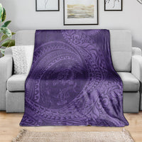 Hawaiian Turtle and Shark Blanket Kakau Tribal with Polynesian Pattern Purple Color LT03 - Polynesian Pride