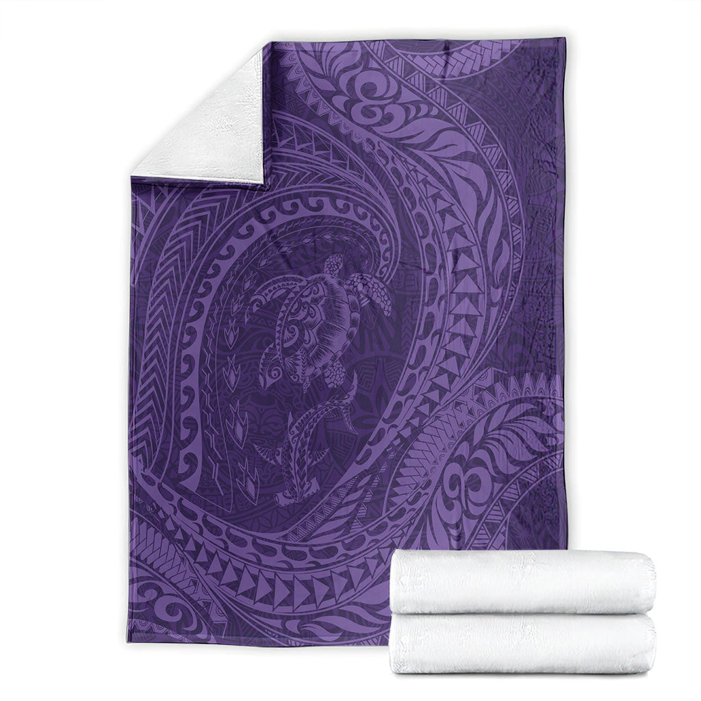 Hawaiian Turtle and Shark Blanket Kakau Tribal with Polynesian Pattern Purple Color LT03 - Polynesian Pride