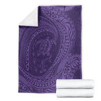 Hawaiian Turtle and Shark Blanket Kakau Tribal with Polynesian Pattern Purple Color LT03 - Polynesian Pride