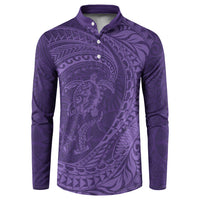 Hawaiian Turtle and Shark Button Sweatshirt Kakau Tribal with Polynesian Pattern Purple Color LT03 Purple - Polynesian Pride