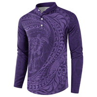 Hawaiian Turtle and Shark Button Sweatshirt Kakau Tribal with Polynesian Pattern Purple Color LT03 - Polynesian Pride