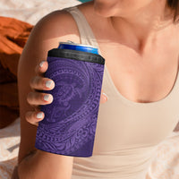Hawaiian Turtle and Shark 4 in 1 Can Cooler Tumbler Kakau Tribal with Polynesian Pattern Purple Color LT03 - Polynesian Pride