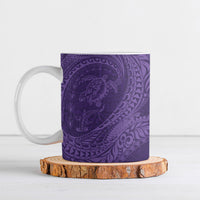 Hawaiian Turtle and Shark Ceramic Mug Kakau Tribal with Polynesian Pattern Purple Color LT03 Purple - Polynesian Pride