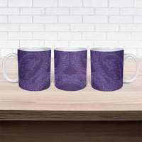 Hawaiian Turtle and Shark Ceramic Mug Kakau Tribal with Polynesian Pattern Purple Color LT03 - Polynesian Pride
