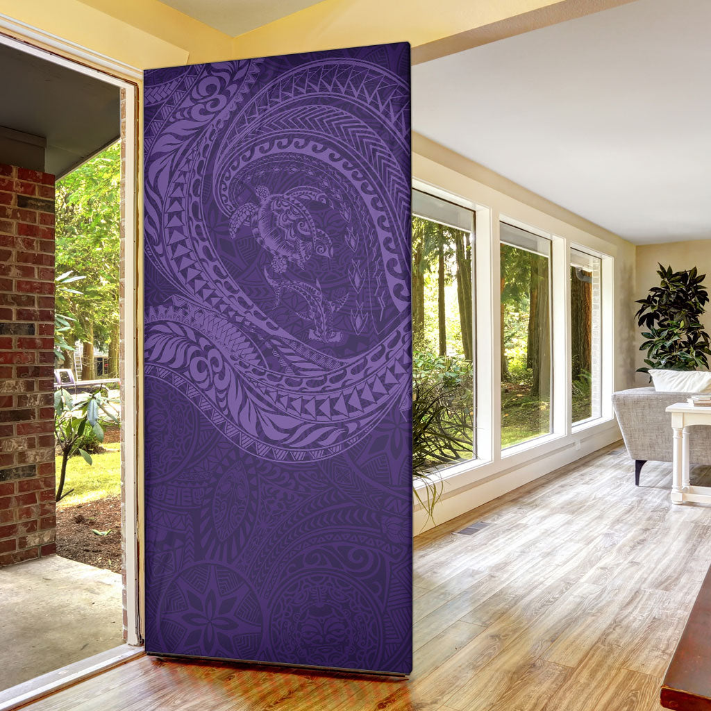 Hawaiian Turtle and Shark Door Cover Kakau Tribal with Polynesian Pattern Purple Color LT03 - Polynesian Pride