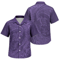 Hawaiian Turtle and Shark Family Matching Summer Maxi Dress and Hawaiian Shirt Kakau Tribal with Polynesian Pattern Purple Color LT03 Son's Shirt Purple - Polynesian Pride