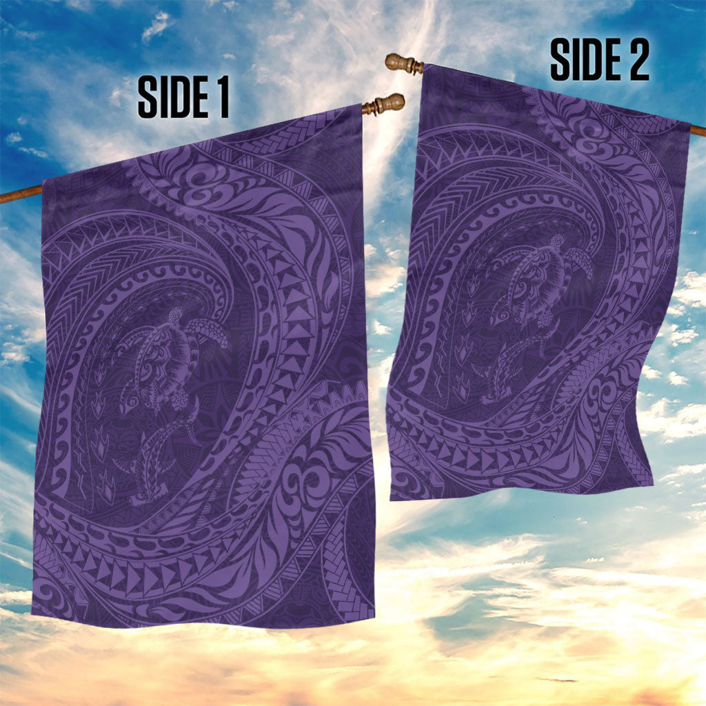 Hawaiian Turtle and Shark Garden Flag Kakau Tribal with Polynesian Pattern Purple Color LT03 - Polynesian Pride
