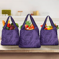 Hawaiian Turtle and Shark Grocery Bag Kakau Tribal with Polynesian Pattern Purple Color LT03 3-pack One Size Purple - Polynesian Pride