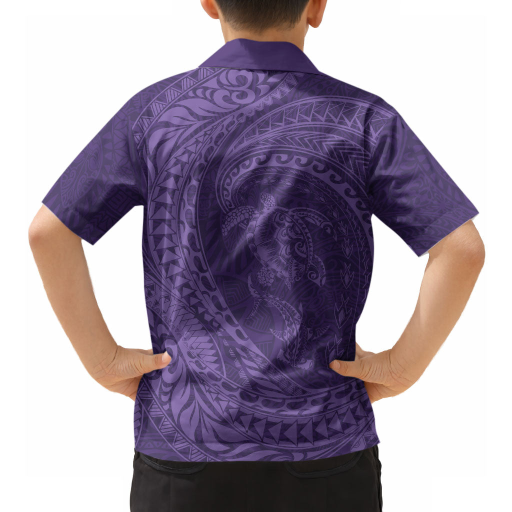 Hawaiian Turtle and Shark Hawaiian Shirt Kakau Tribal with Polynesian Pattern Purple Color LT03 - Polynesian Pride