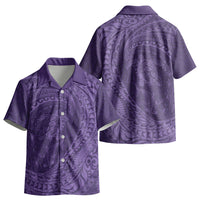 Hawaiian Turtle and Shark Kid Hawaiian Shirt Kakau Tribal with Polynesian Pattern Purple Color LT03 - Polynesian Pride