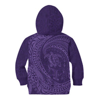 Hawaiian Turtle and Shark Kid Hoodie Kakau Tribal with Polynesian Pattern Purple Color LT03 - Polynesian Pride