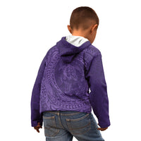 Hawaiian Turtle and Shark Kid Hoodie Kakau Tribal with Polynesian Pattern Purple Color LT03 - Polynesian Pride