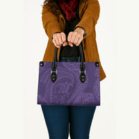 Hawaiian Turtle and Shark Leather Bag Kakau Tribal with Polynesian Pattern Purple Color LT03 - Polynesian Pride