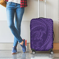 Hawaiian Turtle and Shark Luggage Cover Kakau Tribal with Polynesian Pattern Purple Color LT03 - Polynesian Pride