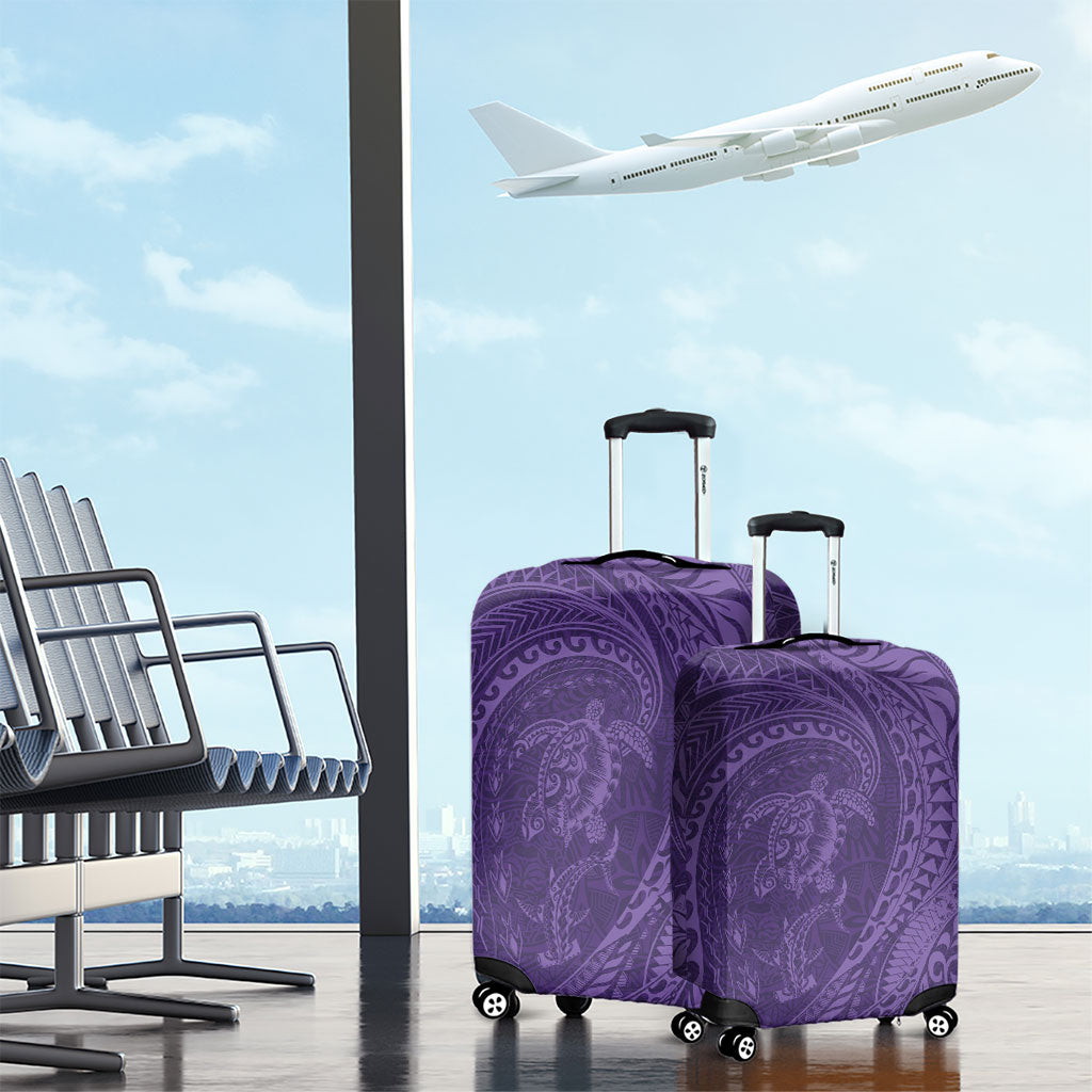 Hawaiian Turtle and Shark Luggage Cover Kakau Tribal with Polynesian Pattern Purple Color LT03 - Polynesian Pride