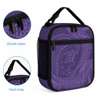Hawaiian Turtle and Shark Lunch Bag Kakau Tribal with Polynesian Pattern Purple Color