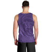 Hawaiian Turtle and Shark Men Tank Top Kakau Tribal with Polynesian Pattern Purple Color LT03 - Polynesian Pride