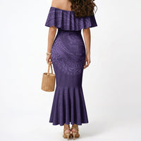 Hawaiian Turtle and Shark Mermaid Dress Kakau Tribal with Polynesian Pattern Purple Color LT03 - Polynesian Pride