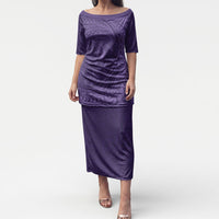 Hawaiian Turtle and Shark Puletasi Kakau Tribal with Polynesian Pattern Purple Color LT03 Long Dress Purple - Polynesian Pride