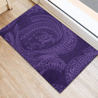 Hawaiian Turtle and Shark Rubber Doormat Kakau Tribal with Polynesian Pattern Purple Color LT03 - Polynesian Pride