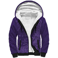 Hawaiian Turtle and Shark Sherpa Hoodie Kakau Tribal with Polynesian Pattern Purple Color LT03 Unisex Purple - Polynesian Pride