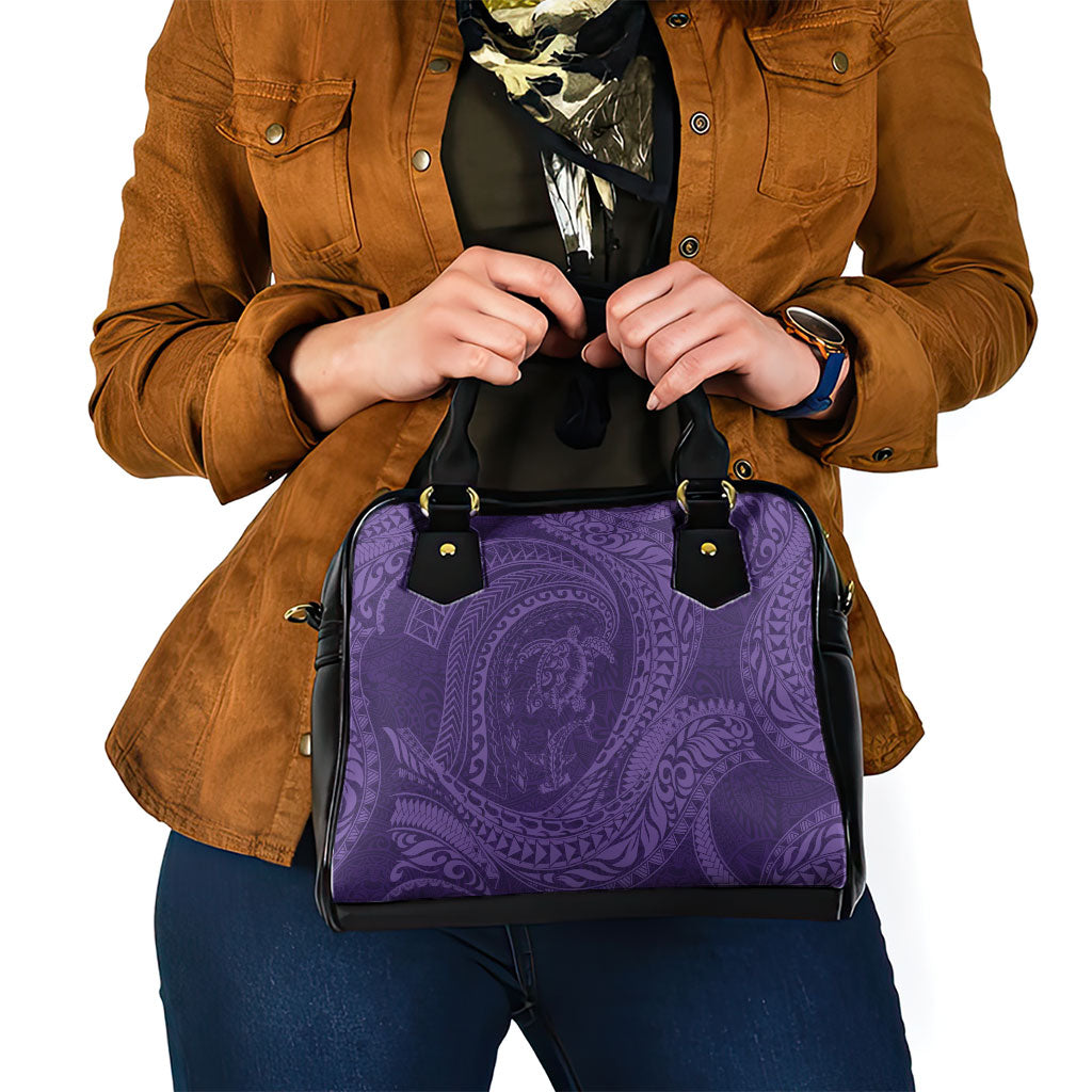 Hawaiian Turtle and Shark Shoulder Handbag Kakau Tribal with Polynesian Pattern Purple Color LT03 - Polynesian Pride