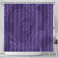 Hawaiian Turtle and Shark Shower Curtain Kakau Tribal with Polynesian Pattern Purple Color LT03 - Polynesian Pride