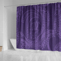 Hawaiian Turtle and Shark Shower Curtain Kakau Tribal with Polynesian Pattern Purple Color LT03 - Polynesian Pride