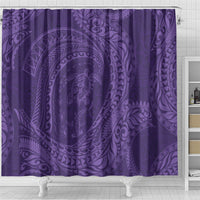 Hawaiian Turtle and Shark Shower Curtain Kakau Tribal with Polynesian Pattern Purple Color LT03 - Polynesian Pride