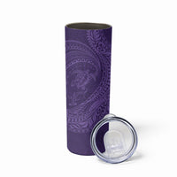 Hawaiian Turtle and Shark Skinny Tumbler Kakau Tribal with Polynesian Pattern Purple Color LT03 - Polynesian Pride
