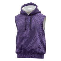 Hawaiian Turtle and Shark Sleeveless Hoodie Kakau Tribal with Polynesian Pattern Purple Color LT03 Purple - Polynesian Pride