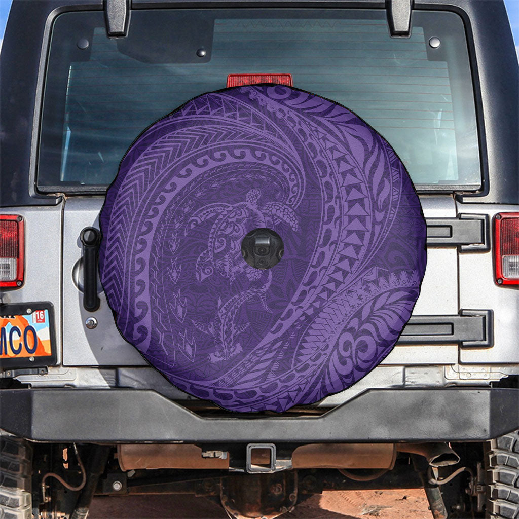 Hawaiian Turtle and Shark Spare Tire Cover Kakau Tribal with Polynesian Pattern Purple Color LT03 Purple - Polynesian Pride