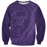 Hawaiian Turtle and Shark Sweatshirt Kakau Tribal with Polynesian Pattern Purple Color LT03 Unisex Purple - Polynesian Pride
