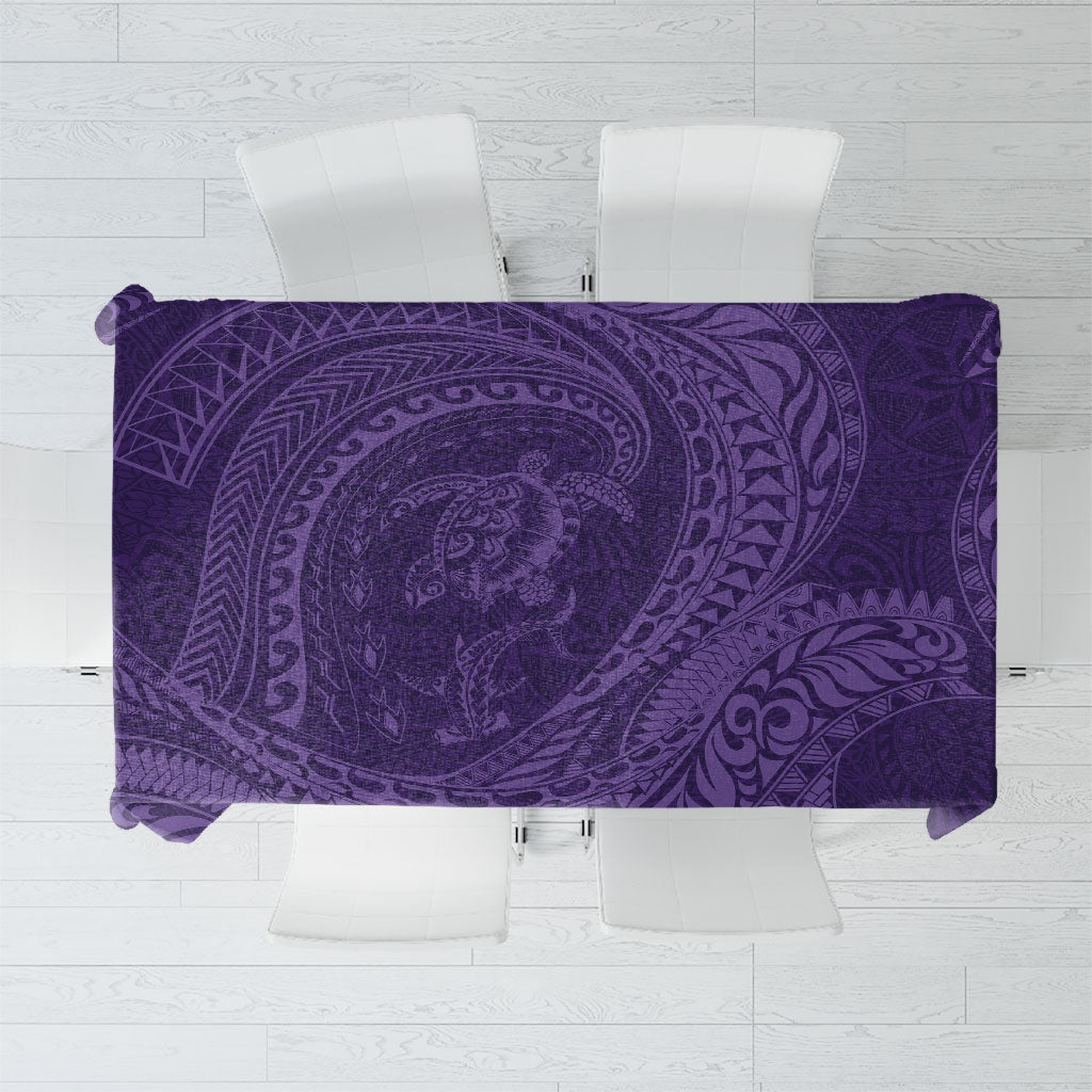 Hawaiian Turtle and Shark Tablecloth Kakau Tribal with Polynesian Pattern Purple Color LT03 Purple - Polynesian Pride