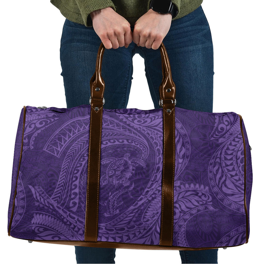 Hawaiian Turtle and Shark Travel Bag Kakau Tribal with Polynesian Pattern Purple Color LT03 Purple - Polynesian Pride