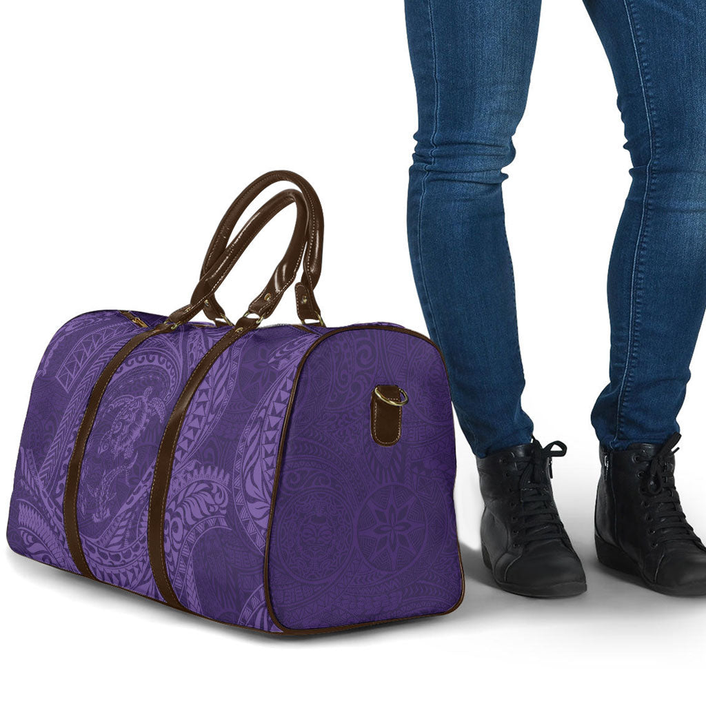 Hawaiian Turtle and Shark Travel Bag Kakau Tribal with Polynesian Pattern Purple Color LT03 - Polynesian Pride