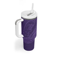 Hawaiian Turtle and Shark Tumbler With Handle Kakau Tribal with Polynesian Pattern Purple Color LT03 - Polynesian Pride