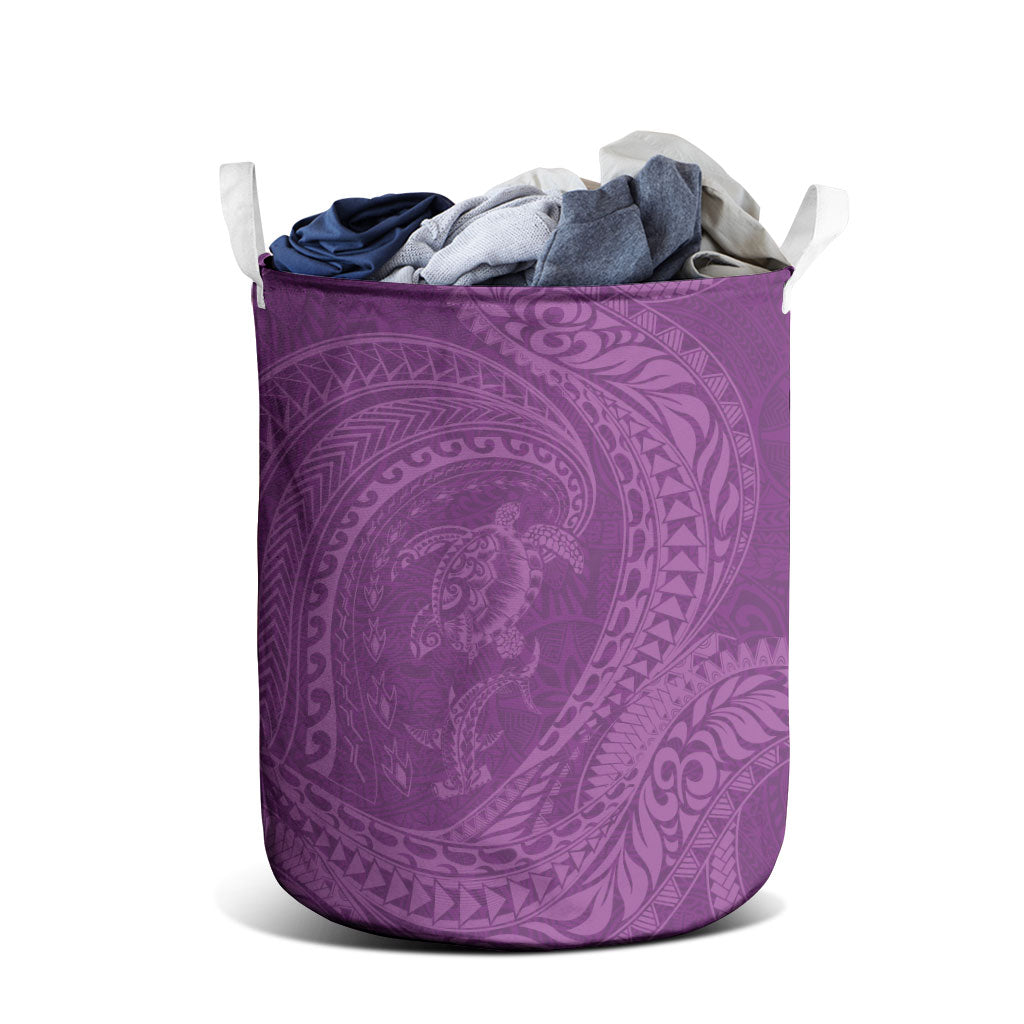 Hawaiian Turtle and Shark Laundry Basket Kakau Tribal with Polynesian Pattern Pink Color LT03 - Polynesian Pride