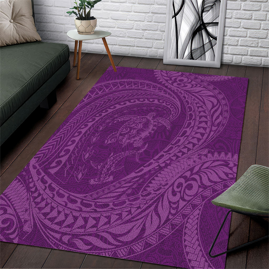 Hawaiian Turtle and Shark Area Rug Kakau Tribal with Polynesian Pattern Pink Color LT03 Pink - Polynesian Pride