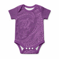 Hawaiian Turtle and Shark Baby Onesie Kakau Tribal with Polynesian Pattern Pink Color